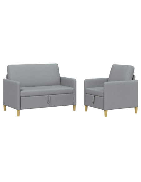 Set di Divani con Storage 2 pcs Grigio Chiaro Poliestere
