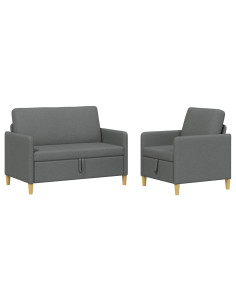 Set di Divani con Storage 2 pcs Grigio Scuro Poliestere 2