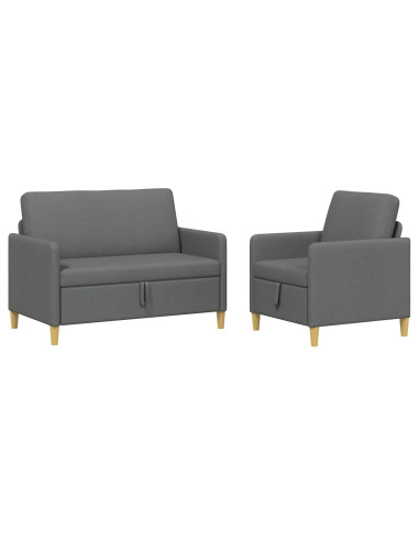 Set di Divani con Storage 2 pcs Grigio Scuro Poliestere
