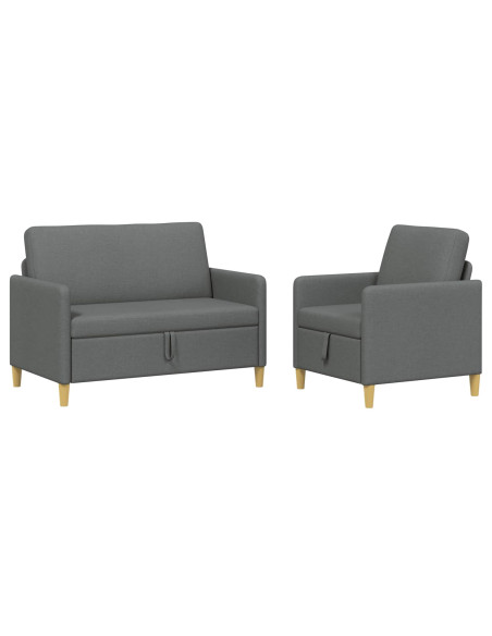 Set di Divani con Storage 2 pcs Grigio Scuro Poliestere