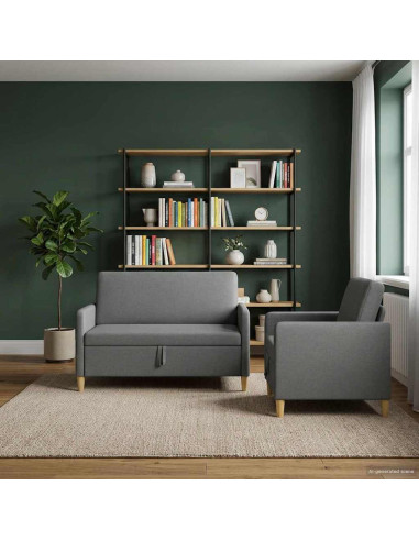 Set di Divani con Storage 2 pcs Grigio Scuro Poliestere