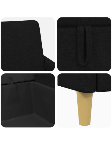 Set di Divani con Storage 2 pcs Nero Poliestere