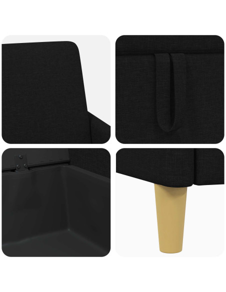 Set di Divani con Storage 2 pcs Nero Poliestere