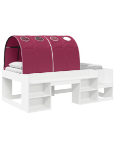 Letto alto per bambini con storage Bianco e Rosso