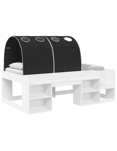 Letto alto per bambini con storage Bianco e Nero