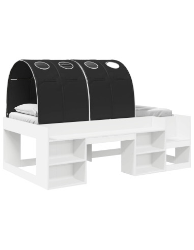 Letto con Tunnel 3 pcs Bianco e Nero Legno ingegnerizzato