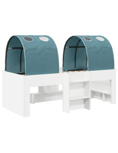 Letto con Tunnel 4 pcs Bianco e azzurro Legno ingegnerizzato 2