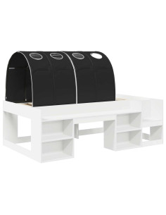Letto con Tunnel 3 pcs Bianco e Nero Legno ingegnerizzato 2