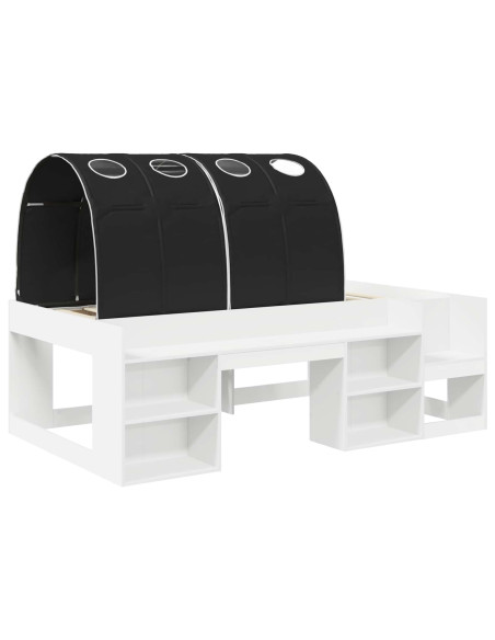 Letto con Tunnel 3 pcs Bianco e Nero Legno ingegnerizzato