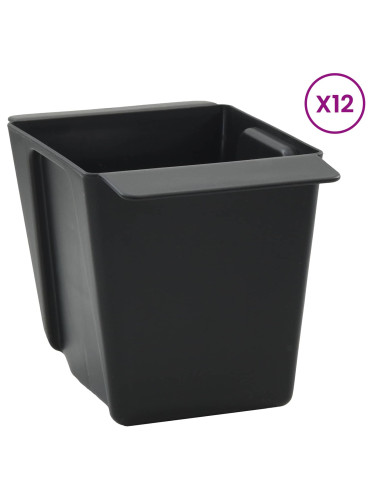 Fioriere per Euro pallet 12 pcs Nero 14 x 9 x 9,5 cm