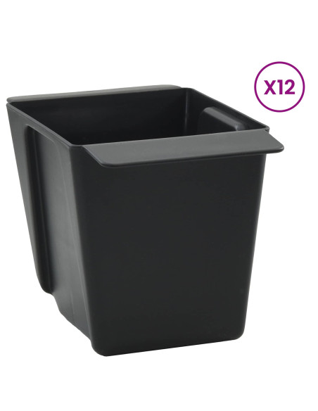 Fioriere per Euro pallet 12 pcs Nero 14 x 9 x 9,5 cm