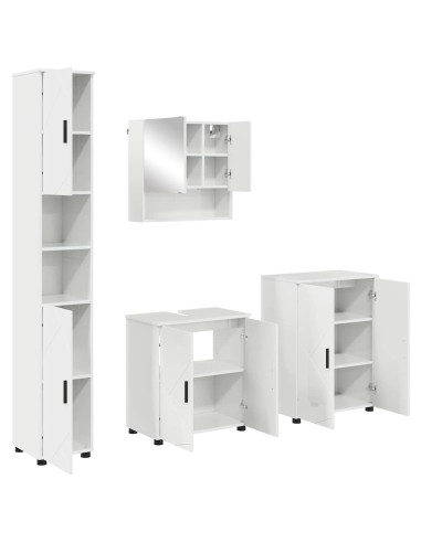Set di mobili per il bagno con porta 4 pcs Bianco Lucido