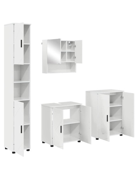 Set di mobili per il bagno con porta 4 pcs Bianco Lucido