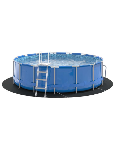 Telo per Fondo Piscina Nero Ø 366 cm Tessuto Non Tessuto