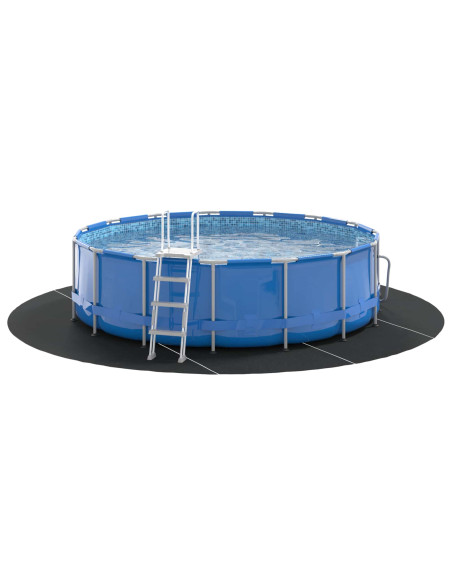 Telo per Fondo Piscina Nero Ø 500 cm Tessuto Non Tessuto