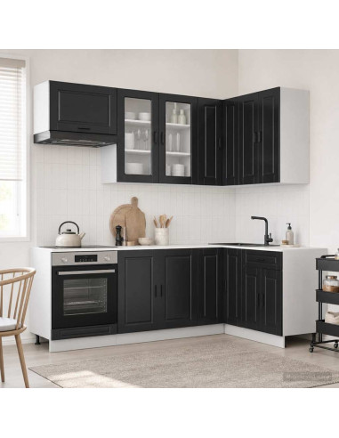Unità Cucina PORTO 8 pcs Nero Legno ingegnerizzato