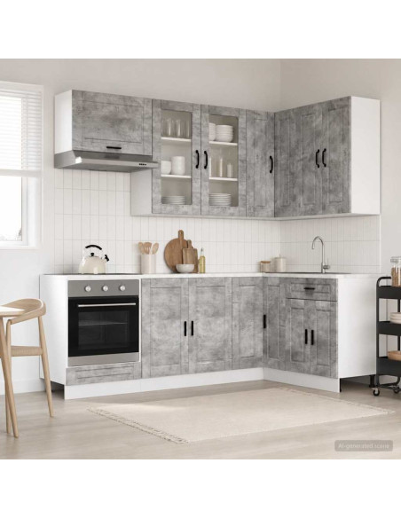 Unità Cucina PORTO 8 pcs Grigio Cemento Legno ingegnerizzato