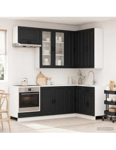 Unità Cucina PORTO 8 pcs Nero Legno ingegnerizzato