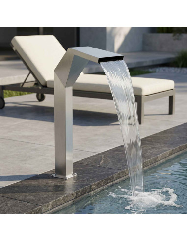 Cascata della Piscina Acciaio Inox 50 x 30 x 90 cm Argento