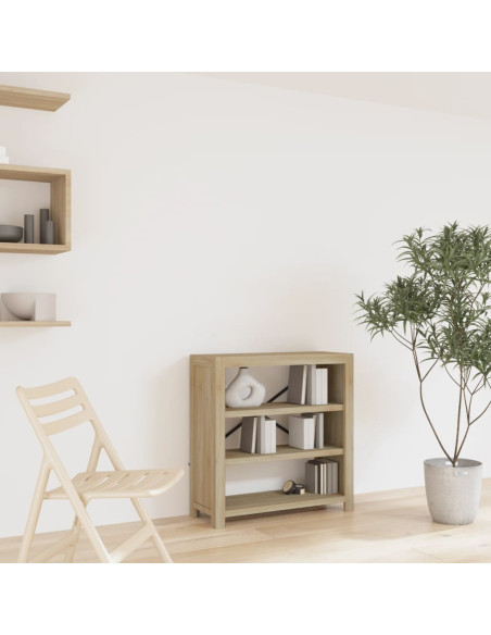 Libreria a 3 Ripiani 80x30x80 cm in Legno Massello di Acacia