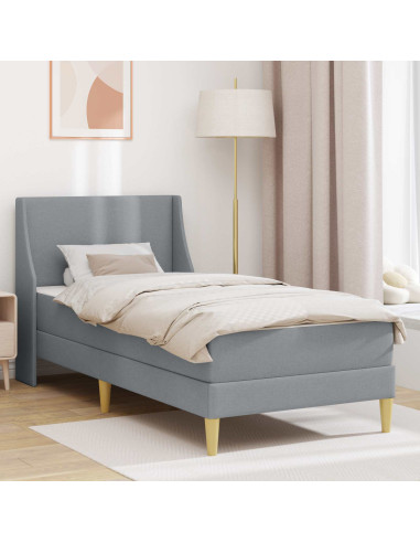 Struttura letto con materasso Grigio chiaro 90 x 190 cm Tessuto