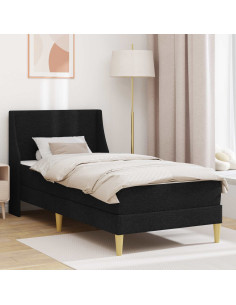 Struttura letto con materasso Nero 90 x 190 cm Tessuto
