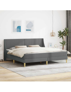 Struttura letto con materasso Grigio scuro 180 x 200 cm Tessuto