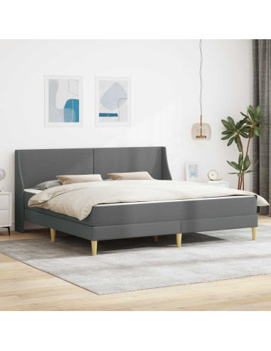 Struttura letto con materasso Grigio scuro 180 x 200 cm Tessuto