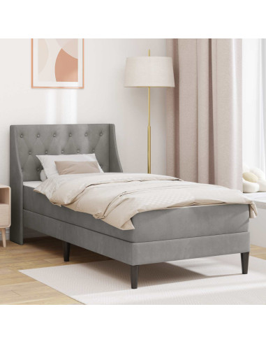 Struttura letto con materasso Grigio chiaro 90 x 190 cm Velluto