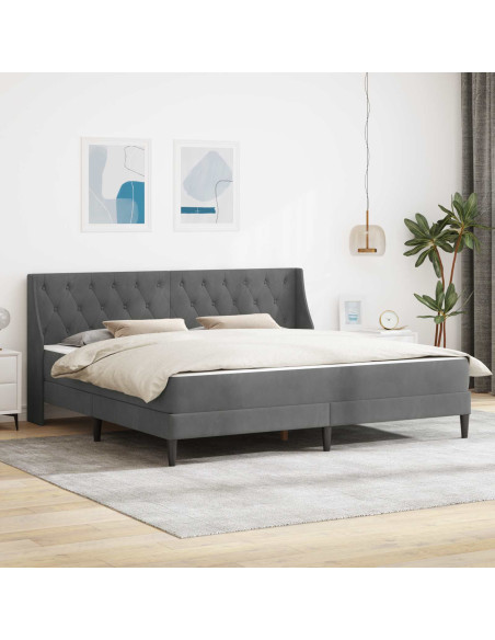 Struttura letto con materasso Grigio scuro 180 x 200 cm Velluto
