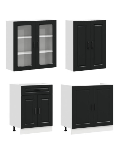 Unità Cucina PORTO 8 pcs Nero Legno ingegnerizzato