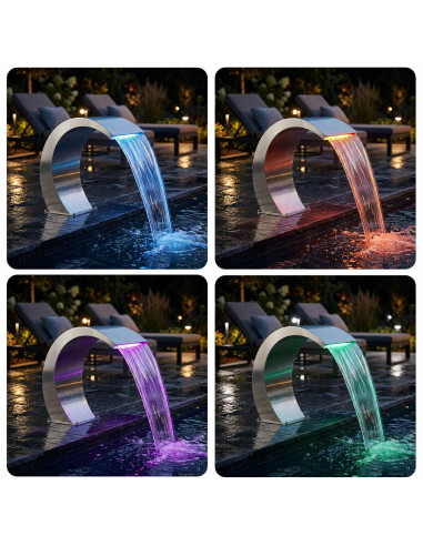 Fontana da Piscina Argento 61 x 30 x 71 cm Acciaio Inox