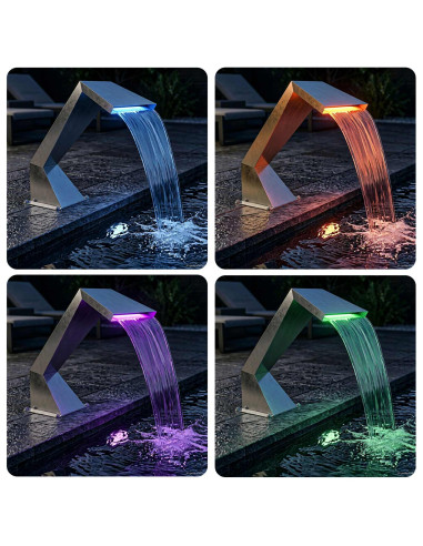 Cascata per piscina con LED RGB Acciaio Inox 63,5 x 29 x 51 cm