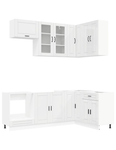Unità Cucina PORTO 8 pcs Bianco Lucido Legno ingegnerizzato