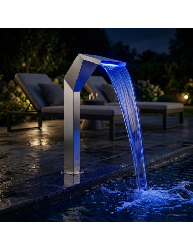 Cascata della Piscina Acciaio Inox 50 x 30 x 90 cm Argento