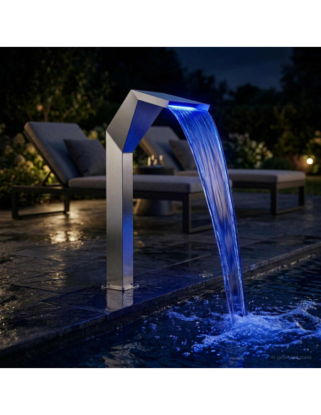 Cascata della Piscina Acciaio Inox 50 x 30 x 90 cm Argento