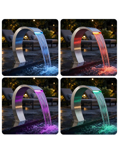 Fontana da Piscina Argento 60 x 30 x 70 cm Acciaio Inox