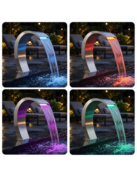 Fontana da Piscina Argento 60 x 30 x 70 cm Acciaio Inox