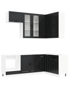 Unità Cucina PORTO 8 pcs Nero Legno ingegnerizzato 2