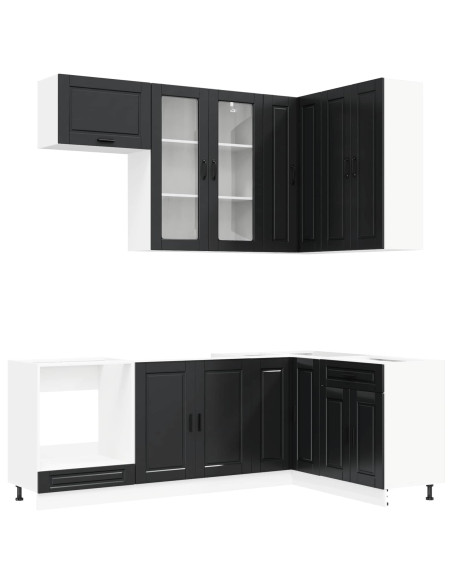 Unità Cucina PORTO 8 pcs Nero Legno ingegnerizzato