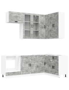 Unità Cucina PORTO 8 pcs Grigio Cemento Legno ingegnerizzato 2