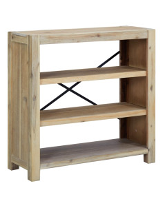 Libreria a 3 Ripiani 80x30x80 cm in Legno Massello di Acacia 2