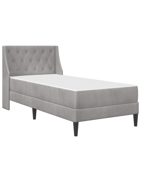 Struttura letto con materasso Grigio chiaro 90 x 190 cm Velluto