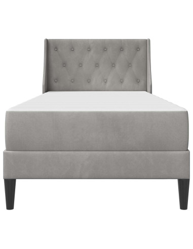 Struttura letto con materasso Grigio chiaro 90 x 190 cm Velluto
