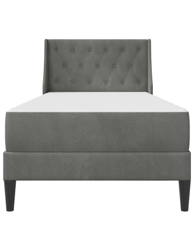 Struttura letto con materasso Grigio scuro 90 x 190 cm Velluto
