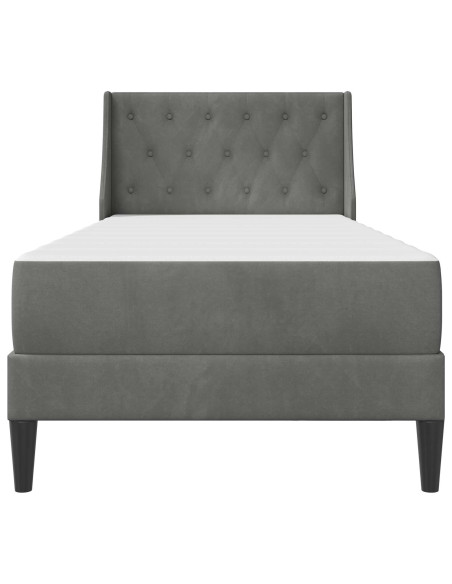 Struttura letto con materasso Grigio scuro 90 x 190 cm Velluto