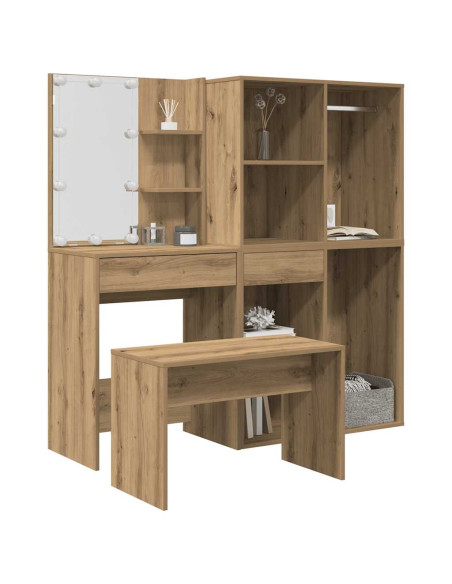 Set Toeletta con LED Rovere Artigianale in Legno Multistrato