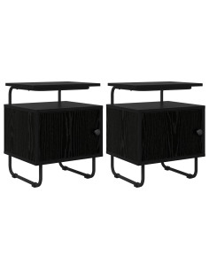 Armadio da Notte 2 pz Rovere Nero Legno ingegnerizzato