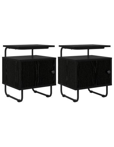 Armadio da Notte 2 pz Rovere Nero Legno ingegnerizzato