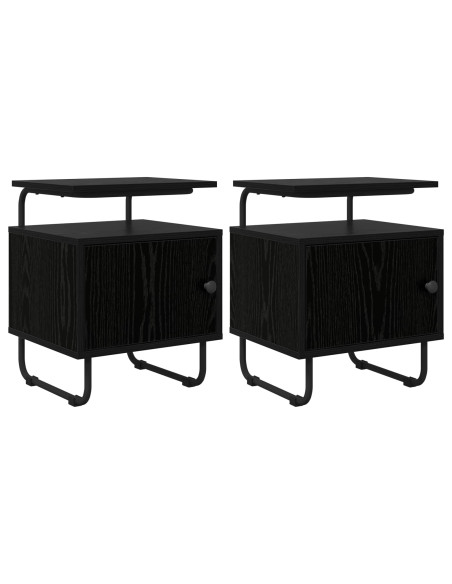 Armadio da Notte 2 pz Rovere Nero Legno ingegnerizzato